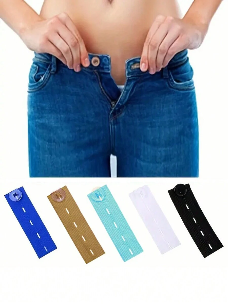 1pc Random Color Pants Extender Button, Adjustable Elastic Stretchable Jeans Pants Waistband - Multicolor - View 1