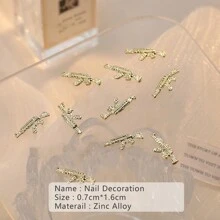 10 piezas Decoraciones de arte de uñas de aleación dorada, encantos de uñas para hacer uñas DIY, joyas para uñas, suministros para uñas decoración uñas