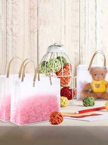 12入組/包霧面pvc禮品包裝派對禮物袋,帶手柄 - 無色 - 查看 5