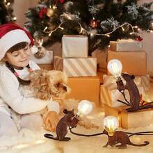 復古鼠檯燈鼠標桌子燈床側樹脂老鼠燈濃烈香調房間裝飾E14底座 - 黑色 - 查看 8