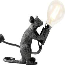 復古鼠檯燈鼠標桌子燈床側樹脂老鼠燈濃烈香調房間裝飾E14底座 - 黑色 - 查看 4