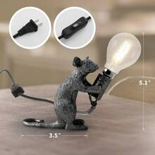 復古鼠檯燈鼠標桌子燈床側樹脂老鼠燈濃烈香調房間裝飾E14底座 - 黑色 - 查看 7