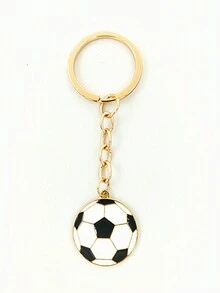 1pc Sports Themed Zinc Alloy Drip Oil Keychain Pendant For Couples - Black and White - View 2