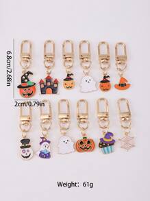 12 件万圣节主题钥匙扣钥匙圈用于包包装饰圣诞礼物创意包包挂绳带身份证夹汽车配件包包挂饰 - 彩色 - 查看 4