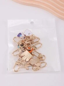 12 件万圣节主题钥匙扣钥匙圈用于包包装饰圣诞礼物创意包包挂绳带身份证夹汽车配件包包挂饰 - 彩色 - 查看 2