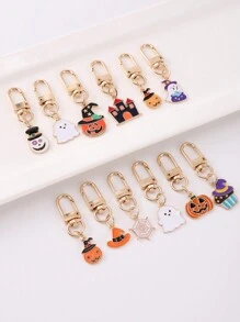 12 件万圣节主题钥匙扣钥匙圈用于包包装饰圣诞礼物创意包包挂绳带身份证夹汽车配件包包挂饰 - 彩色 - 查看 1