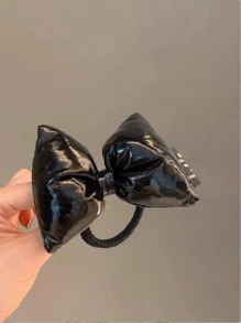 1入組女性大蝴蝶結髮圈,可愛和簡約風女朋友的禮物適用於日常穿著 - 銀色 - 查看 6