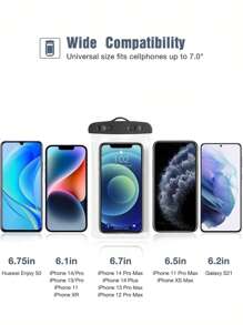 Universal Waterproof Phone Pouch, Waterproof Phone Case Compatible With IPhone 14 13 12 11Pro Max XS Plus Galaxy S22 Cellphone Up To 7.0", 3D Cellphone Dry Bag For Vacation Compatible Phone Models Apple 14 Pro, 14 Pro Max, 14 Plus, 14, 13 Pro, 13 Pro Max, 13 Mini, 13, 12 Pro, 12 Pro Max, 12 Mini, 11 Pro Max - Black - View 3