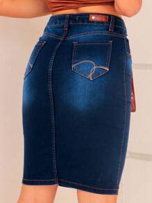 Women Denim Skirts - Rửa tối - Xem 2