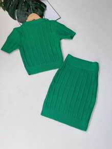 Women Sweater Co-ords - 綠色 - 查看 2