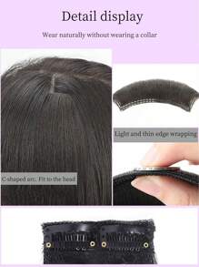 件裝帶髮夾夾的緩衝合成天然接發，4 英寸/8 英寸/12 英寸，耐熱纖維，隱形輕質，女式，淺棕色 - Light Brown - 查看 7