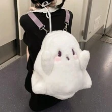 Balo Little Ghost bằng vải nhung màu trắng cho ba lô cổ điển, ba lô Halloween vui nhộn, thời trang cho bé gái, túi đeo vai sang trọng, cho tiệc Halloween - trắng - Xem 2