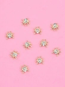 10 件万圣节指甲装饰饰品水钻蜘蛛形金色水晶 3D 指甲首饰适用于万圣节 DIY 工艺品 - 金色 - 查看 3