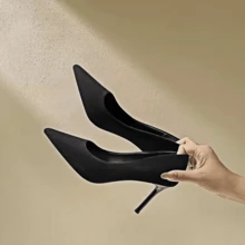 Tacones Altos Negros Para Mujeres Con Punta Y Tacón Fino, Zapatos De Vestir Versátiles - Negro - Ver 4