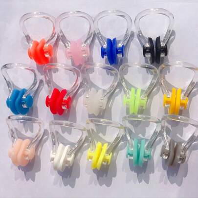 10pcs Random Color Anti-Fog Silicone Swimming Nose Clip, Beach Essentials, Beach Accessories, Pool Float