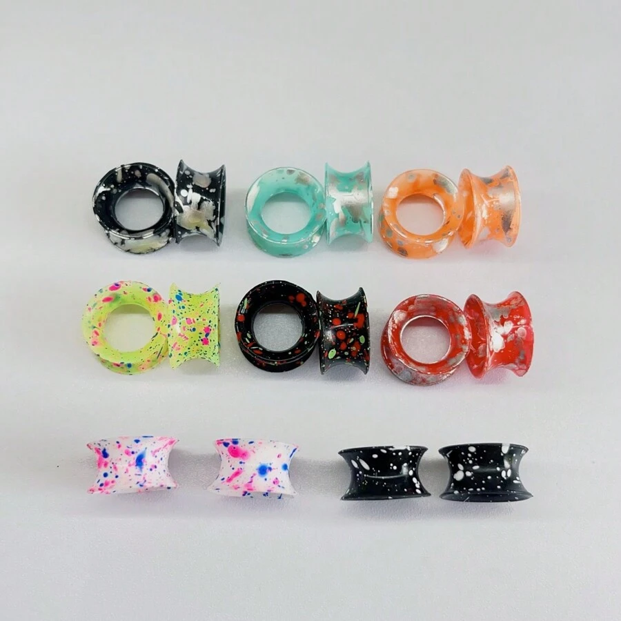 8雙9mm塗層極薄傘狀矽膠耳擴 - 彩色 - 查看 1