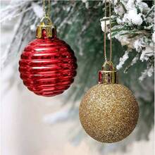 1 罐金色圣诞球，现代塑料圆形闪亮装饰性圣诞饰品，家居装饰最佳礼物 - 金色 - 查看 4