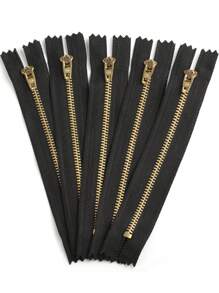 5pcs/pack Copper Jeans Zipper, Black, For Pants - Black - View 5
