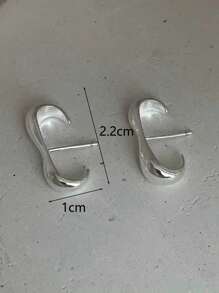 1pair Simple And Versatile European And American Style Geometric 8-shaped Earrings For Women - Silver - View 5