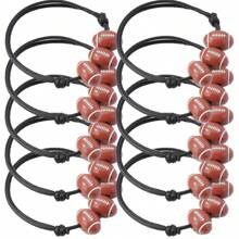 10入組時尚簡約可調節橄欖球運動情侶組日常佩戴手環 - 咖啡棕 - 查看 1