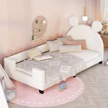 Nestfair Twin Size Upholstered Daybed with Carton Ears Shaped Headboard