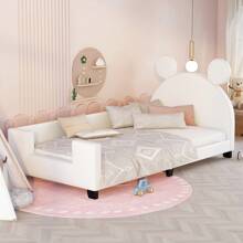 Nestfair Twin Size Upholstered Daybed with Carton Ears Shaped Headboard