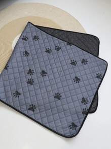 1pc Random Light/Dark Gray Color Paw Printed Square Breathable Waterproof Pet Mat Suitable For Cats And Dogs Of All Sizes, Can Be Used As Sleeping Mat And Pee Pad For Winter - Grey - View 7