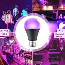 1入/2入12w Led紫外線灯泡,ac 85-265v,uva級別385-400nm,可在萬聖節、聖誕節、生日派對、螢光海報、身體彩繪、水族館、家居裝飾等場合發光 - 彩色 - 查看 7