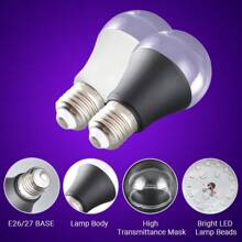 1入/2入12w Led紫外線灯泡,ac 85-265v,uva級別385-400nm,可在萬聖節、聖誕節、生日派對、螢光海報、身體彩繪、水族館、家居裝飾等場合發光 - 彩色 - 查看 4