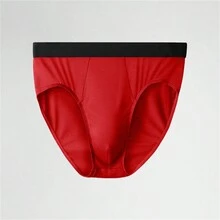 1pc Men's Modal Underwear Low-rise Comfortable Boxer Brief - Red - View 1