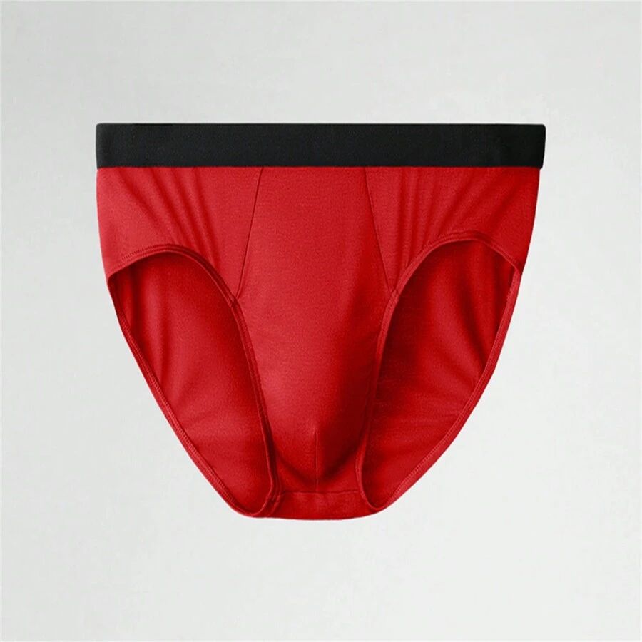 1pc Men's Modal Underwear Low-rise Comfortable Boxer Brief - Red - View 1