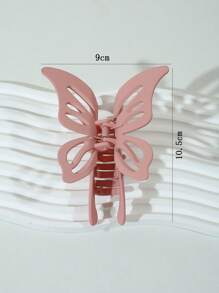 1pc Pink Butterfly Design Hollow Out Hair Claw Clip, Suitable For Daily Use - Pink - View 5