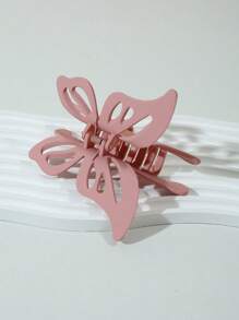 1pc Pink Butterfly Design Hollow Out Hair Claw Clip, Suitable For Daily Use - Pink - View 4