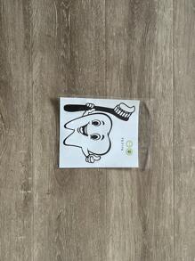 Tooth Print Wall Sticker, Cartoon Self Adhesive Wall Art Decal For Home Decor, Stickers, Wall Decal, Vinyl Decal For Home Decorations, Spring Decoration Items Refresh Your Home, Festival Decoration Stickers Gifts Birthday Graduation - Black - View 7