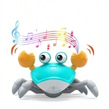 Juguete para bebé con forma de cangrejo que se arrastra: lindos cangrejos sensoriales para el tiempo boca abajo con música iluminada para niños de 0 a 6, 6 a 12 meses, 1 a 3 y 4 años de edad, niños y niñas