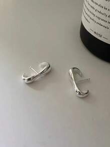 1pair Simple And Versatile European And American Style Geometric 8-shaped Earrings For Women - Silver - View 6