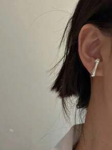 1pair Simple And Versatile European And American Style Geometric 8-shaped Earrings For Women - Silver - View 2