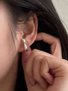 1pair Simple And Versatile European And American Style Geometric 8-shaped Earrings For Women - Silver - View 3