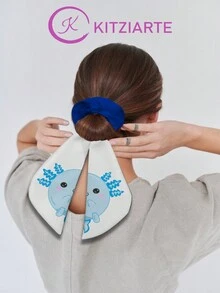 Blue Axolotl Scrinchie - White - View 2