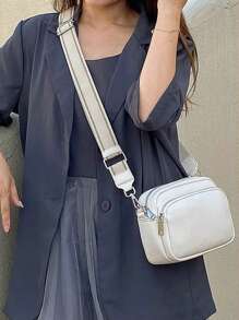 时尚公文包式单肩包，容量大，多个拉链口袋，可斜挎或肩背，适合女性日常通勤，商务休闲女包，非常适合办公室、商务和工作 - 米色 - 查看 8