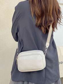 时尚公文包式单肩包，容量大，多个拉链口袋，可斜挎或肩背，适合女性日常通勤，商务休闲女包，非常适合办公室、商务和工作 - 米色 - 查看 9