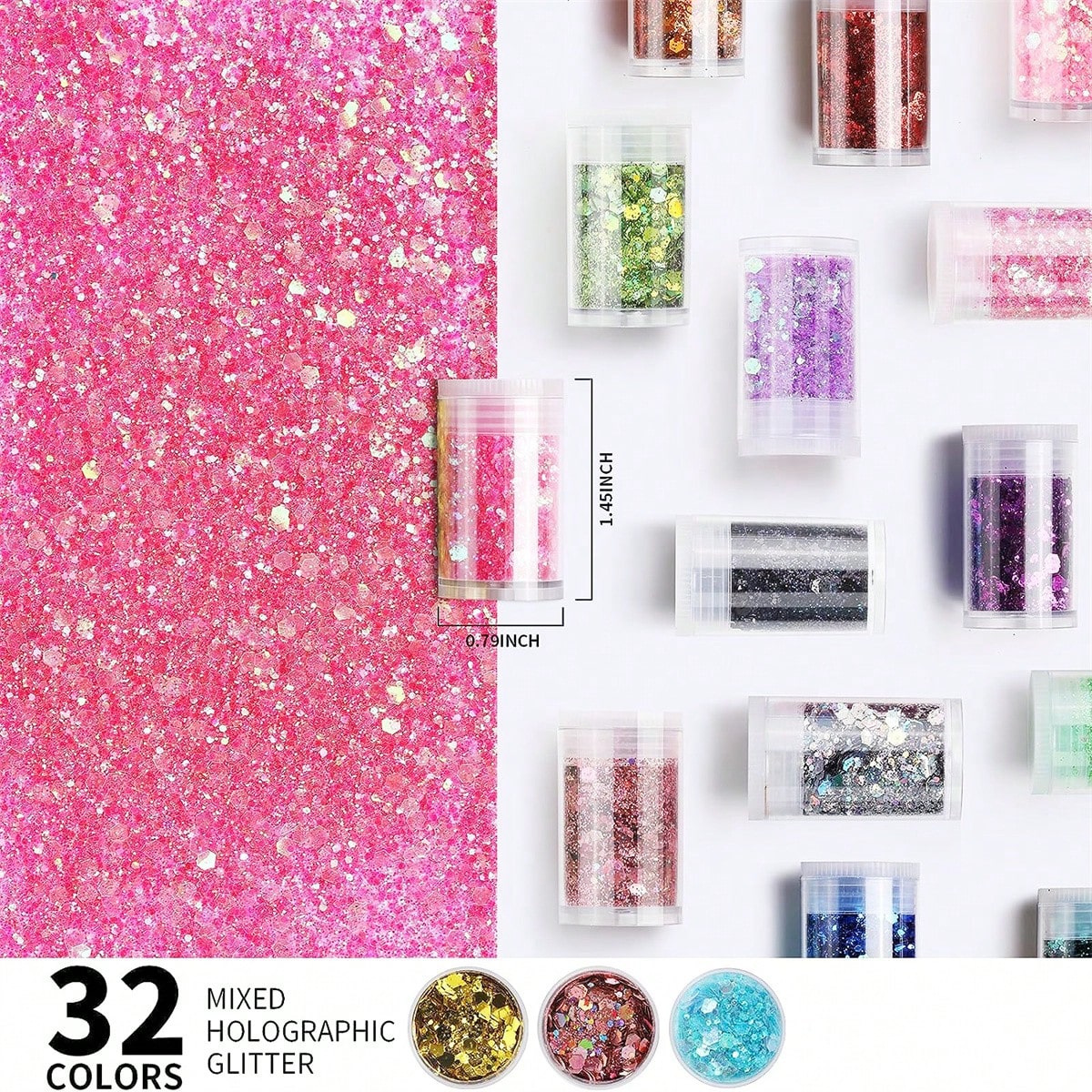 Black Friday 32 pots de paillettes holographiques épaisses, glitter corporel réfléchissant de style Y2K pour les yeux, le visage, les joues, les