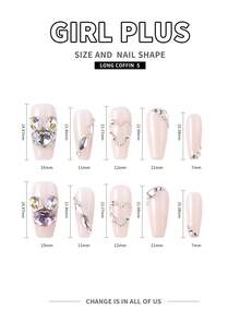 GIRL PLUS 10pcs/Set False Nails With Rhinestone Decor, Suitable For Daily Wear Press On Nails Nail Supplies - Dusty Pink - View 5