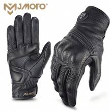 MJMOTO Goat Skin Summer Breathable Real Leather Motorcycle Gloves Touch Operate Gloves Moto Fist Palm Protect Men Racing Motocross Gloves - Black - View 1