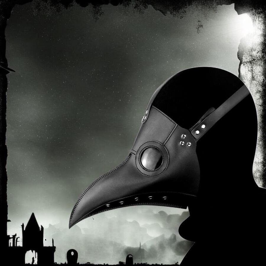 1 Pieza Máscara De Doctor De La Peste Para Halloween, Gorro Medieval Gótico, Accesorio De Fiesta De Disfraz De Cosplay - Negro - Ver 1