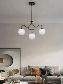 Fylbinye 1 Pieza Lámpara Colgante De 3 Luces Estilo Moderno Candelabro Negro Para La Isla De La Cocina Con Base G9 Y Pantalla Para La Sala De Estar, Comedor, Café, Estudio, Cocina - Negro - Ver 4