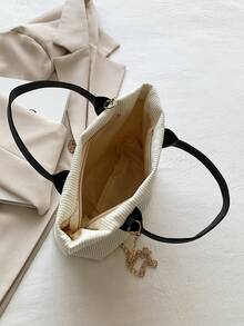 Foldable Chain Shoulder Tote Bag For Women, Large Capacity - White - View 10