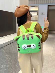 Cartoon Egg-Shaped Kindergarten Backpack For Toddler Boys And Girls - Green - View 3