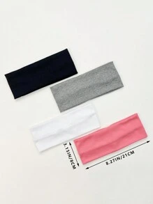 1/4件装时尚布艺发带，女士百搭日常发带/头巾/吸汗带，秋冬季女士度假造型发饰，优雅围巾/头巾/柔软头巾