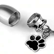 1入組圓筒火葬狗骨灰紀念品甕鑰匙扣紀念骨灰珠寶寵物甕狗骨灰寵物火化珠寶不銹鋼寵物小狗爪子吊飾帶紀念存儲袋（銀色） - 銀色 - 查看 3